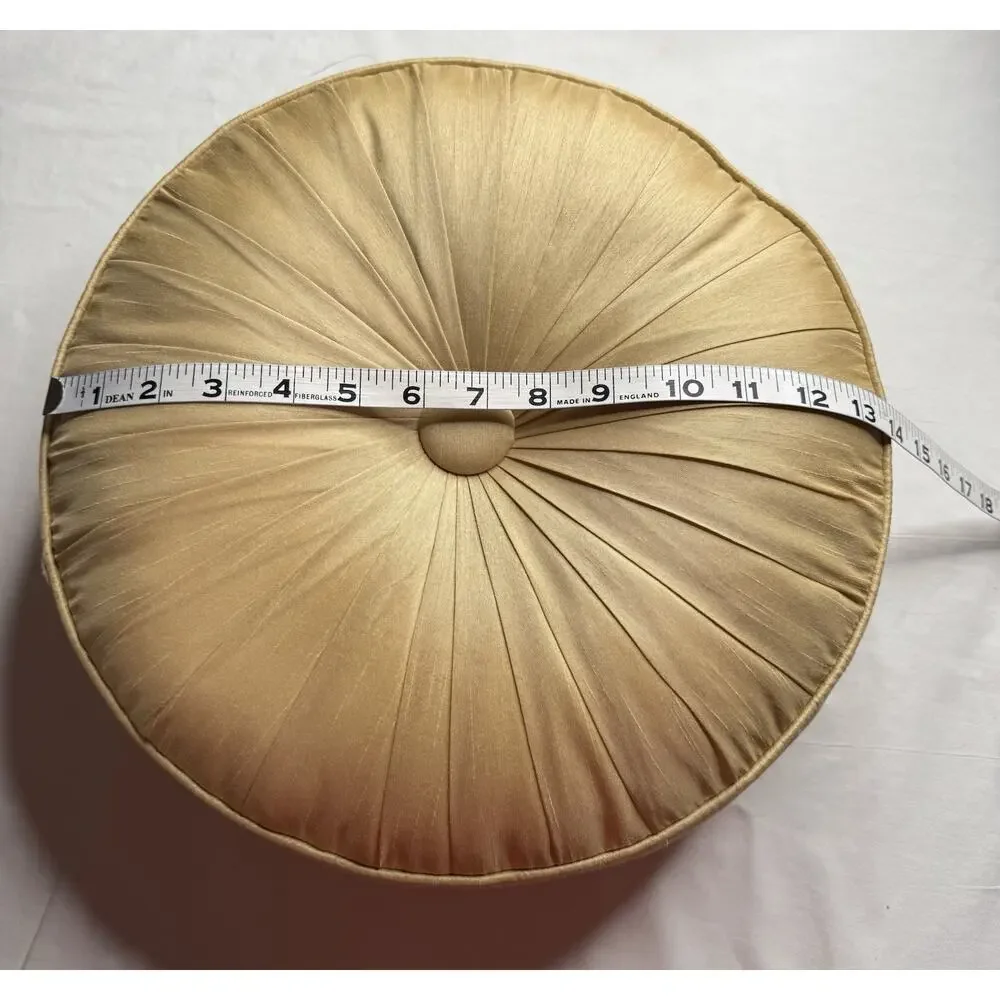 Decorative Round Cushion 14” Gold Center Button Excellent Used Condition